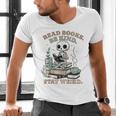Read Books Be Kind Stay Weird Skeleton Reading Book Lover Men's V-Neck T-Shirt