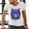 Retro 80s Cat In Space Suit Nostalgia Cat Vintage Astronaut Men's V-Neck T-Shirt