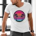 Retro 80s Synthwave Sunset & Palm Trees Retro Nostalgia 80s Men's V-Neck T-Shirt