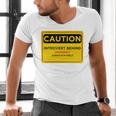 A Simple Yellow Warning Sign For Introvert Men's V-Neck T-Shirt A Simple Yellow Warning Sign For Introvert Men's V-Neck T-Shirt