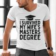 I Survived My Wife's Masters Degree Graduation Class Of 2025 Men's V-Neck T-Shirt