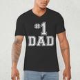 1 Dad Number One Father's Day Vintage Style Men's V-Neck T-Shirt 1 Dad Number One Father's Day Vintage Style Men's V-Neck T-Shirt