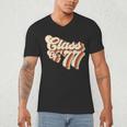 1977 Class Reunion Retro Class Of 77 High School Graduation Men's V-Neck T-Shirt