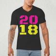 2018 Big Neon Numbers For The New Year Or Graduation Men's V-Neck T-Shirt