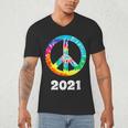 2021 Graduation Class Year Tie Dye Peace Sign Graduate Shirt Men's V-Neck T-Shirt