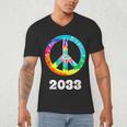 2033 Graduation Class Year Tie Dye Peace Sign Men's V-Neck T-Shirt