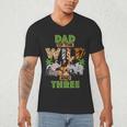 3rd Birthday Zoo Safari Jungle Dad Of The Wild And Three Men's V-Neck T-Shirt 3rd Birthday Zoo Safari Jungle Dad Of The Wild And Three Men's V-Neck T-Shirt