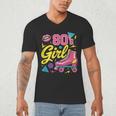 80's Girl Roller Skates Skating Eighties 1980s Nostalgia Men's V-Neck T-Shirt