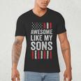 American Flag Dad Mom Awesome Like My Sons Men's V-Neck T-Shirt