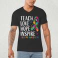 Autism Awareness Ribbon Mom Dad Kids Autistic Support Autism Men's V-Neck T-Shirt