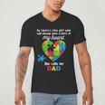Autism Dad Of Autism Daughter Daddy Shirts Autistic Support Men's V-Neck T-Shirt
