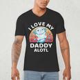 Axolotl Kids Teens Retro Sunset I Love My Daddy Men's V-Neck T-Shirt