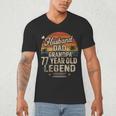 Back Legend Husband Dad Grandpa 77 Year Old 77th Birthday Men's V-Neck T-Shirt