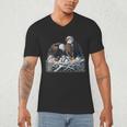 Bald Eagle Dad Mom Three Eaglet Chicks Babies In The Nest Men's V-Neck T-Shirt
