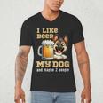 I Like Beer My Dog And Maybe 2 People Introvert Pun Men's V-Neck T-Shirt