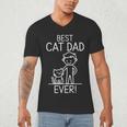 Best Cat Dad Ever Fun Line Art Illustration Men's V-Neck T-Shirt
