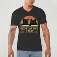 Best Cat Dad Ever Retro Style Cats Lover Men's V-Neck T-Shirt