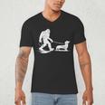 Bigfoot Walking Dachshund Tee Wiener Dog Dad Men's V-Neck T-Shirt