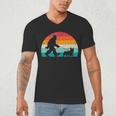 Bigfoot Walking a Dog Corgi Lovers Dog Dad Men's V-Neck T-Shirt