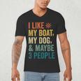 I Like My Boat Dog And Maybe 3 People Retro Sailor Dad Men's V-Neck T-Shirt