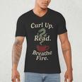 Book Dragon Fantasy Reader Cozy Reading Book Lover Dragon Men's V-Neck T-Shirt