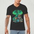 Book Dragon Reading Fantasy Men's V-Neck T-Shirt