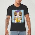 Bulldog Anime Pup Graduation Men's V-Neck T-Shirt