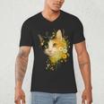 Calico Cat With Flowers For Mom Dad Women Men Kids Botanical Men's V-Neck T-Shirt