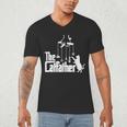Cat Dad Life The Catfather Fathers Day Vintage Men's V-Neck T-Shirt