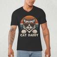 Cat Daddy Sunglasses Sunset Retro Fur Dad Papa Kitten Men Men's V-Neck T-Shirt Cat Daddy Sunglasses Sunset Retro Fur Dad Papa Kitten Men Men's V-Neck T-Shirt