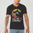Cat Daddy Vintage 80s Style Cat Retro Sunglasses Distressed Men's V-Neck T-Shirt