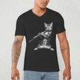 Cat Playing The Clarinet For Cat Lover Cat Mom Cat Dad Men's V-Neck T-Shirt Cat Playing The Clarinet For Cat Lover Cat Mom Cat Dad Men's V-Neck T-Shirt