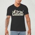 The Catfather Cat Dad Father's Day Cat Lover Men's V-Neck T-Shirt