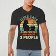 Cats Coffee & 3 People Tee Cute Font Introvert Humor Men's V-Neck T-Shirt