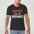 Caution I'm An Introvert Sarcastic Geek Video Gamer Jokes Men's V-Neck T-Shirt