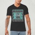 Cheer Dad Daddy Bow Sport Cheerleader Cheerleading Teal Blue Men's V-Neck T-Shirt