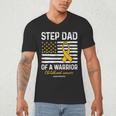 Childhood Cancer Survivor Support Step Dad Of A Warrior Men's V-Neck T-Shirt Childhood Cancer Survivor Support Step Dad Of A Warrior Men's V-Neck T-Shirt