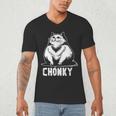 Chonk Fat And Hairy Cat Cats Kittens Dad Graphic Mom Funny Men's V-Neck T-Shirt