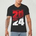 Class Of 2024 High School Senior Graduation Red Sports Style Men's V-Neck T-Shirt