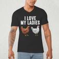 Cool Chicken Art For Men Women Dad Rooster Chicken Farmer Men's V-Neck T-Shirt