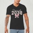 Coquette Bow Preppy Class Of 2038 Girly Girl 2038 Graduation Men's V-Neck T-Shirt