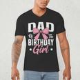 Coquette Pink Bow Men Dad Of The Birthday Girl Men's V-Neck T-Shirt Coquette Pink Bow Men Dad Of The Birthday Girl Men's V-Neck T-Shirt