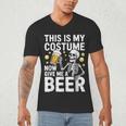 This Is My Costume Give Me A Beer Shirt Men Dad Halloween Men's V-Neck T-Shirt