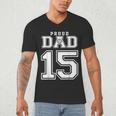 Custom Proud Volleyball Dad Number 15 Personalized For Men Men's V-Neck T-Shirt