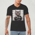 Cute Cat Mugshot Humorous Cat For Cats Lover Cat Mom Cat Dad Men's V-Neck T-Shirt