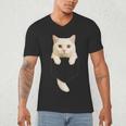 Cute Cat Pocket Cat Mom Cat Dad Cat Lover Men's V-Neck T-Shirt Cute Cat Pocket Cat Mom Cat Dad Cat Lover Men's V-Neck T-Shirt