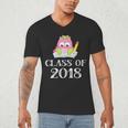 Cute Pink School Owl Class Of 2018 Graduation Men's V-Neck T-Shirt