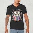 Cute Reading Owl Book Lover Teacher Librarian Bookworm Men's V-Neck T-Shirt Cute Reading Owl Book Lover Teacher Librarian Bookworm Men's V-Neck T-Shirt