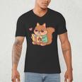 Cute Squirrel Reading A Book Lovers Anime Kawaii Women Kids Men's V-Neck T-Shirt