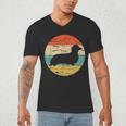 Dachshund Long Haired Dog Vintage Mom Dad Retro Men's V-Neck T-Shirt